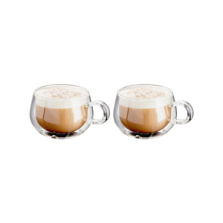 Judge Set of 2 Double Walled Glass Cappuccino Cups with Handle, 225ml
